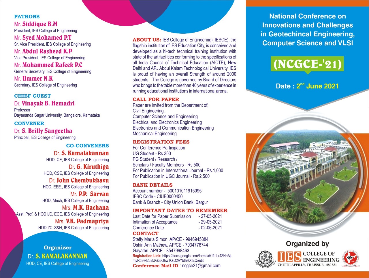 National Conference on Innovations and Challenges in Geotechnical Engineering, Computer Science and VLSI NCGCE 21